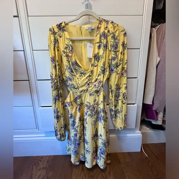 AFRM Sean Long Sleeve Cutout Dress in Yellow Garden at Nordstrom Rack, Size Small AFRM Sean Long Sleeve Cutout Dress in Yellow Garden at Nordstrom Rack, Size Small